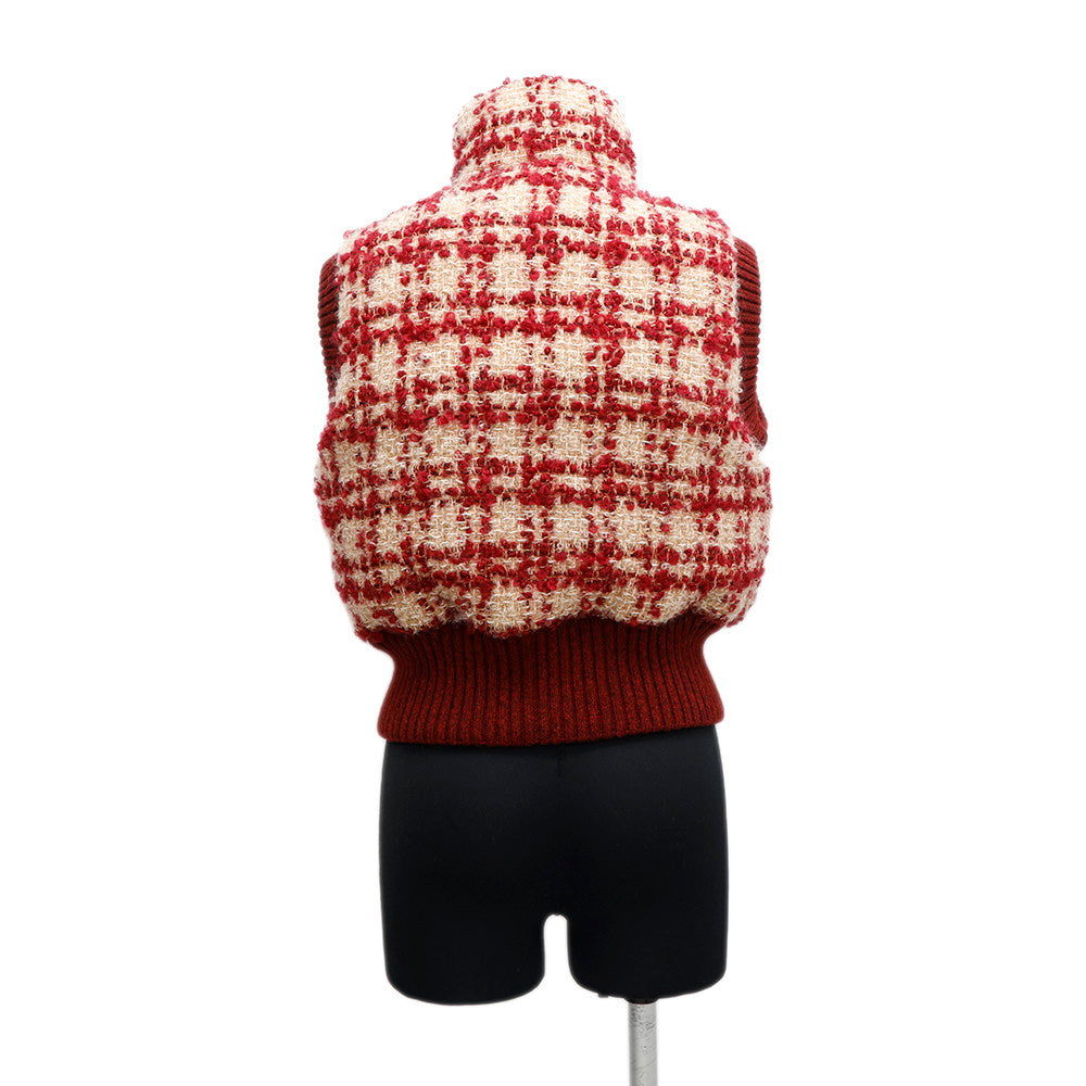 CHANEL Tweed vest Size 34 Red/BeigeP77367 V69283 Mohair  43% Wool  41% Polyester9% Nylon5% Linen2%