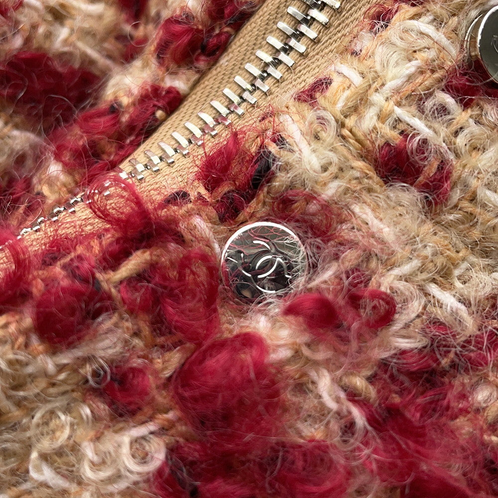 CHANEL Tweed vest Size 34 Red/BeigeP77367 V69283 Mohair  43% Wool  41% Polyester9% Nylon5% Linen2%