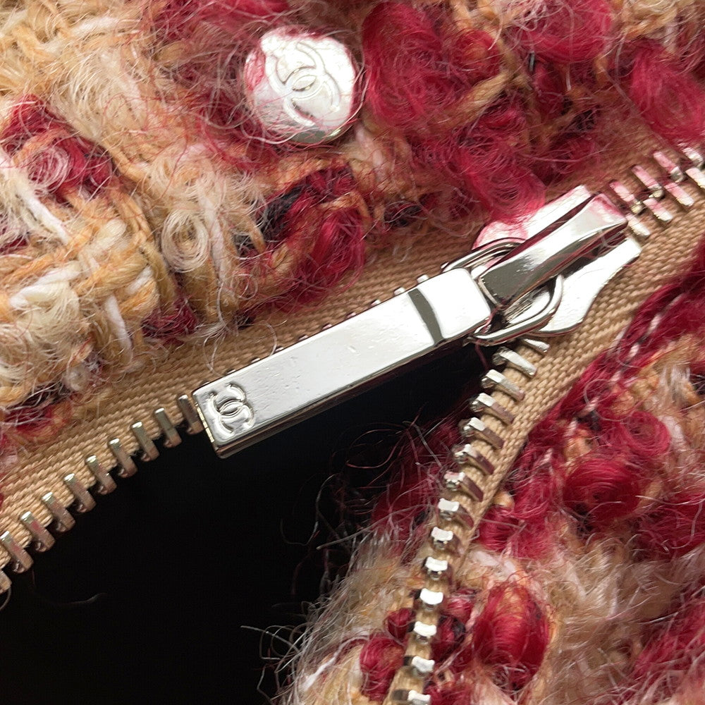 CHANEL Tweed vest Size 34 Red/BeigeP77367 V69283 Mohair  43% Wool  41% Polyester9% Nylon5% Linen2%