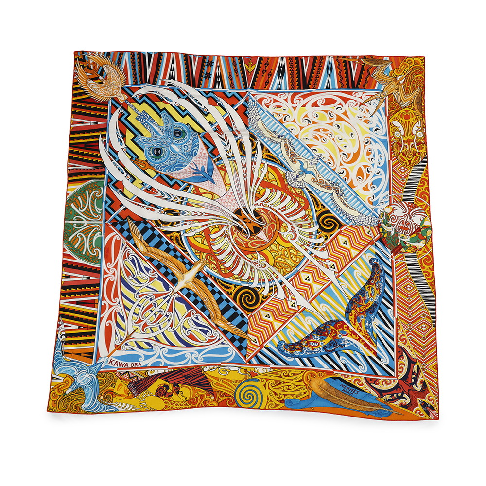 HERMES Giant Square KAWA ORA Size 140 Multicolor Cashmere70% Silk30%