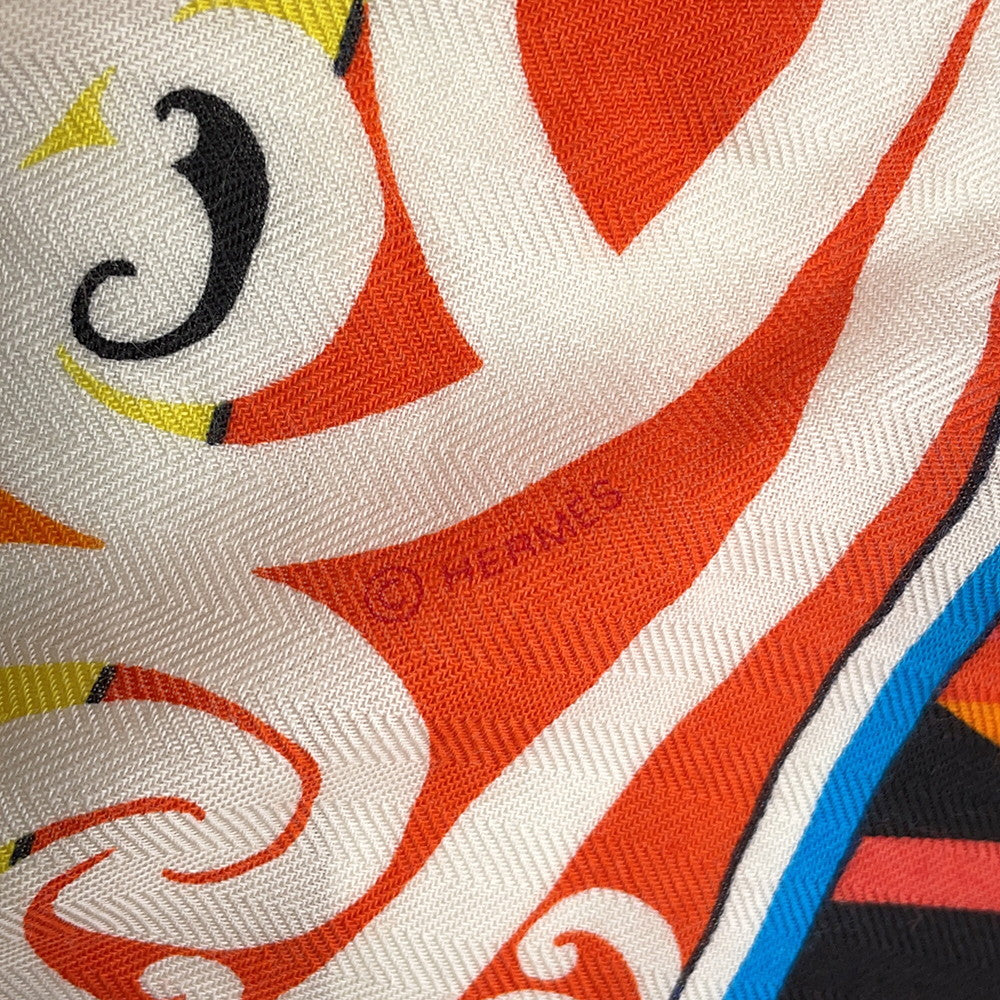 HERMES Giant Square KAWA ORA Size 140 Multicolor Cashmere70% Silk30%