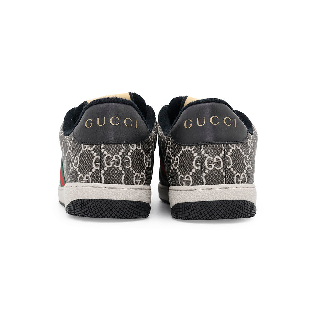 GUCCI Screener GG Supreme Canvas Men's Sneakers Gray/Black763525 PVC Leather Size 9 1/2