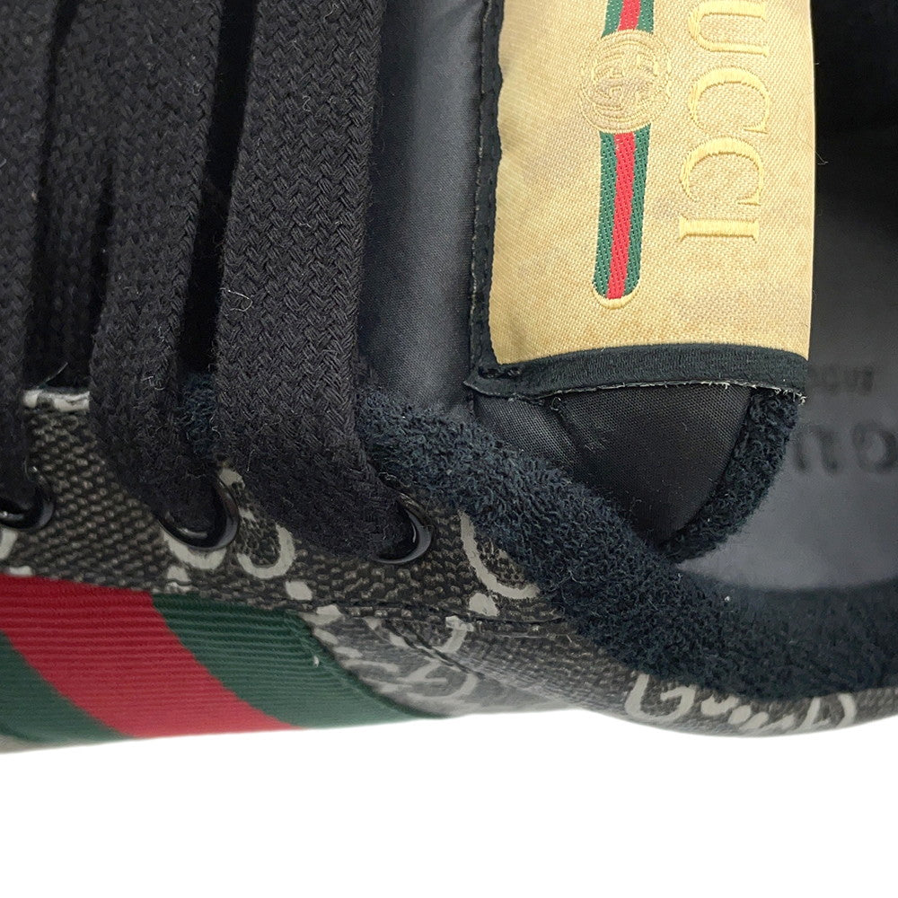 GUCCI Screener GG Supreme Canvas Men's Sneakers Gray/Black763525 PVC Leather Size 9 1/2