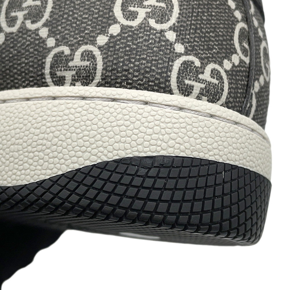 GUCCI Screener GG Supreme Canvas Men's Sneakers Gray/Black763525 PVC Leather Size 9 1/2