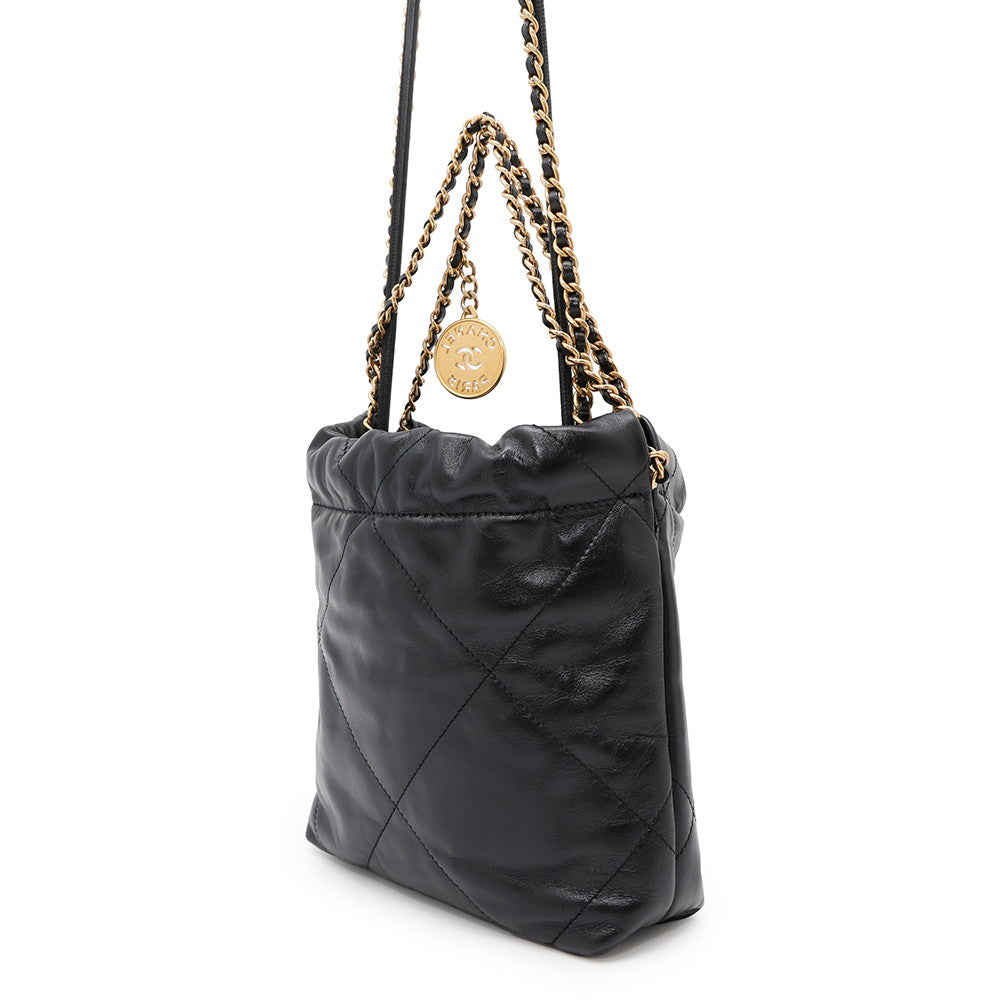 CHANEL CHANEL 22 BlackAS3980 Shiny Calf Leather Size Mini