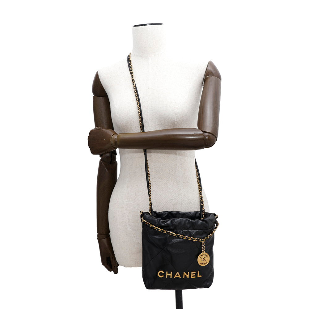 CHANEL CHANEL 22 BlackAS3980 Shiny Calf Leather Size Mini