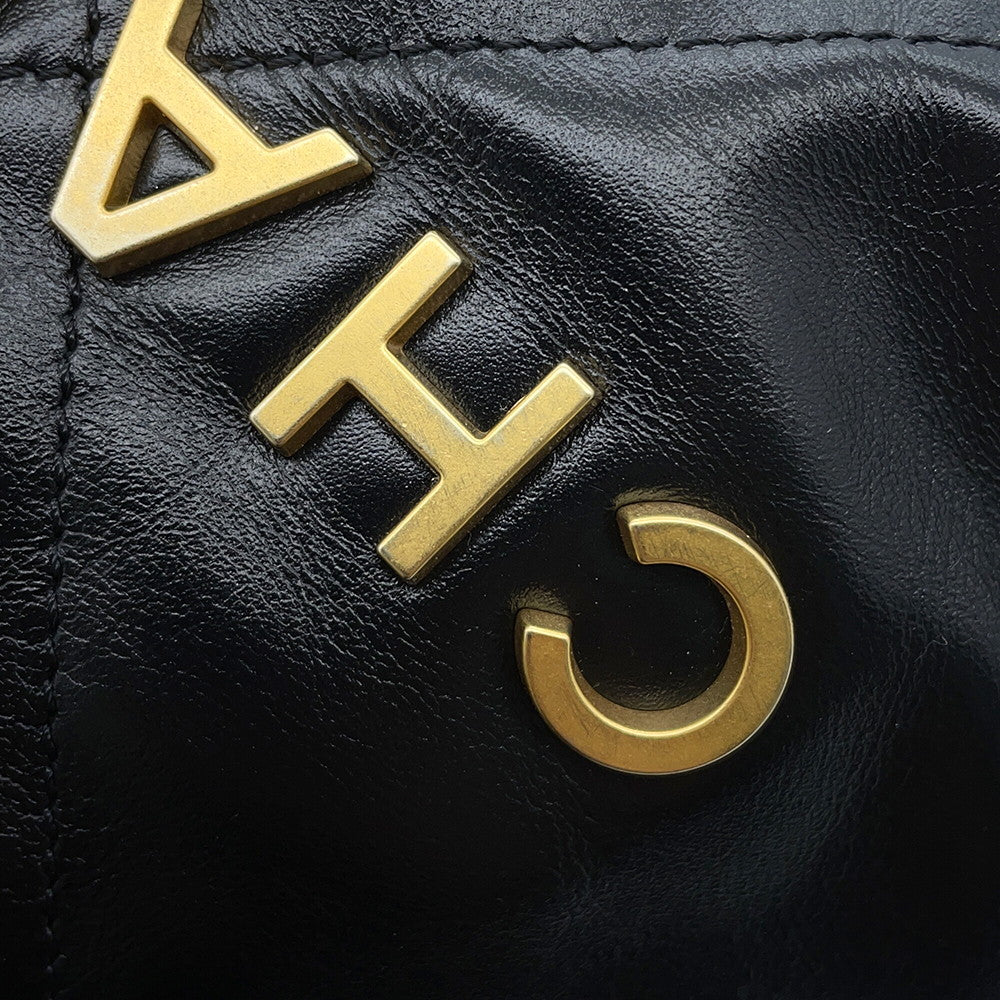 CHANEL CHANEL 22 BlackAS3980 Shiny Calf Leather Size Mini