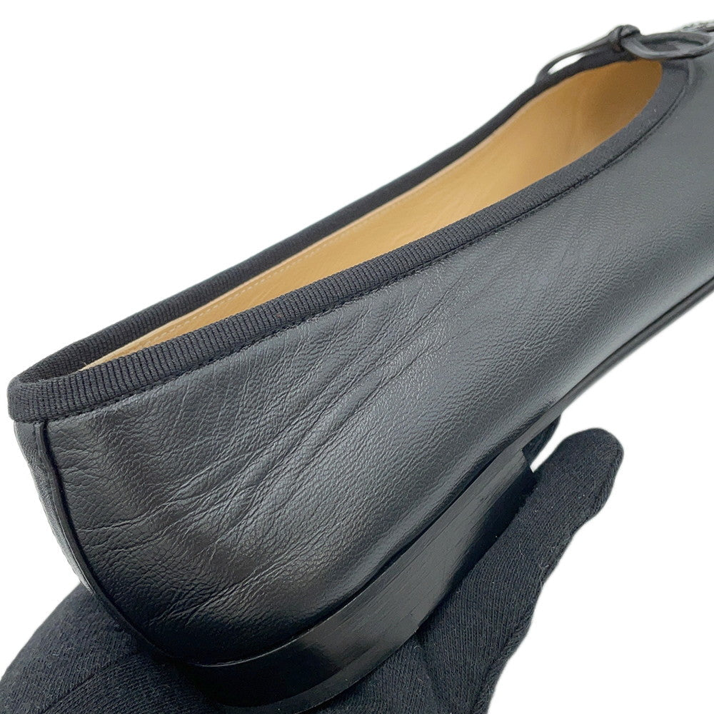 CHANEL Ballet shoes ribbon BlackG02819 Lambskin Patent Leather Size 37C