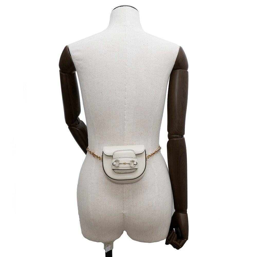 GUCCI Horsebit1955 Belt Bag White764504 Leather