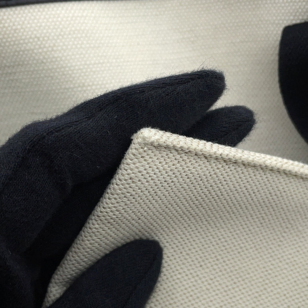 BALENCIAGA Navy Kabas White/Black339933 Canvas Leather Size S