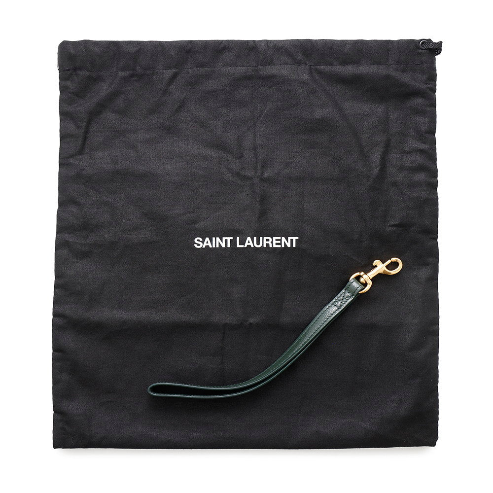 SAINT LAURENT PARIS Monogram Envelope Clutch Bag Green651030 Leather