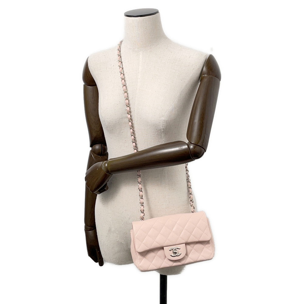 CHANEL Mini Matelasse Single Flap ChainShoulder Bag PinkA69900 Caviar Leather Size 20