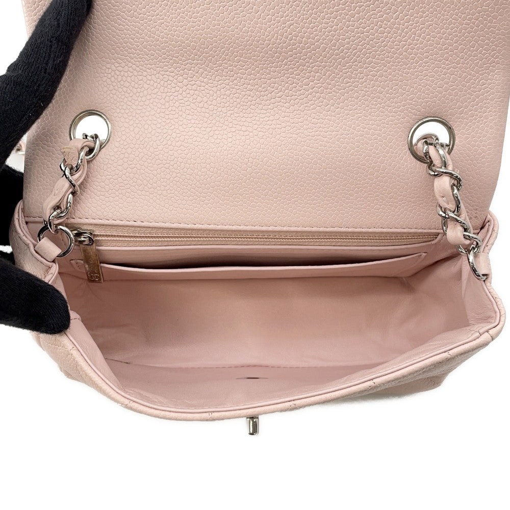 CHANEL Mini Matelasse Single Flap ChainShoulder Bag PinkA69900 Caviar Leather Size 20