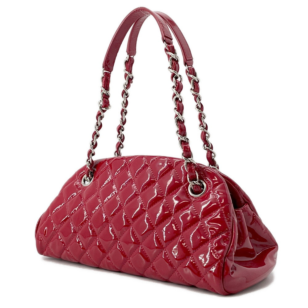 CHANEL Mademoiselle ChainBowling Bag Red Patent Leather