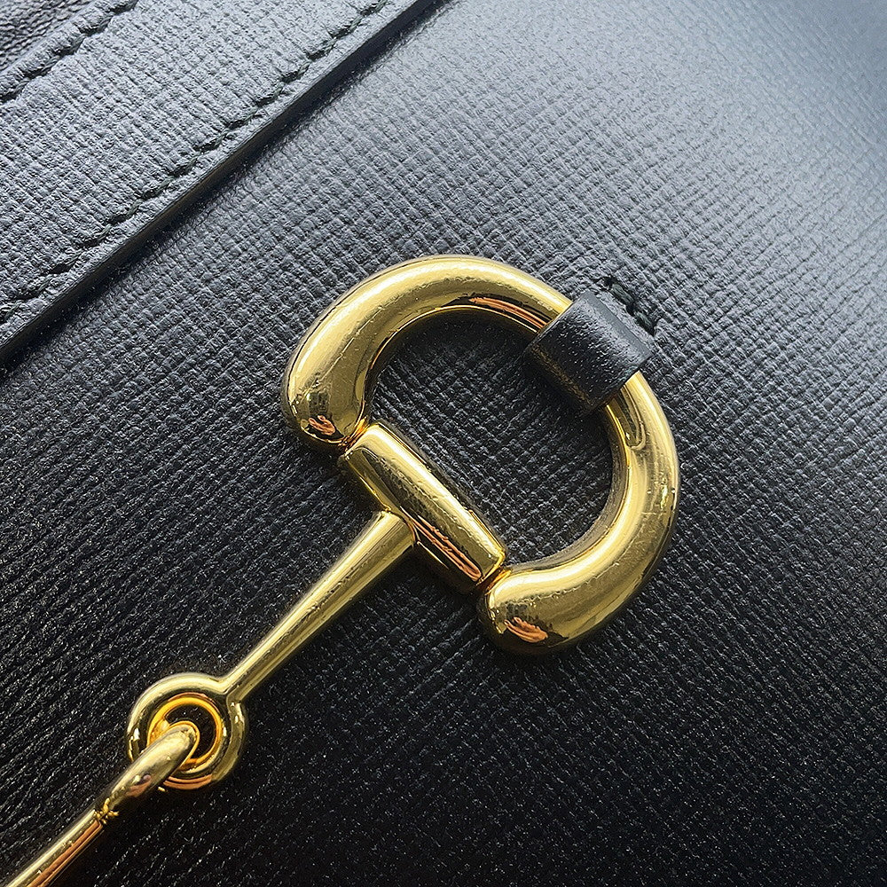 GUCCI Horsebit 1955 Bucket Shoulder Bag Black602118 Leather