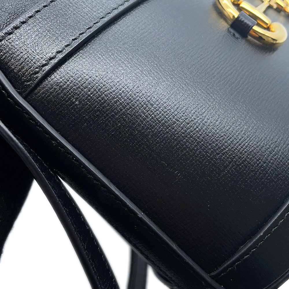 GUCCI Horsebit 1955 Bucket Shoulder Bag Black602118 Leather