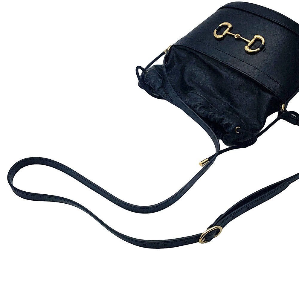 GUCCI Horsebit 1955 Bucket Shoulder Bag Black602118 Leather