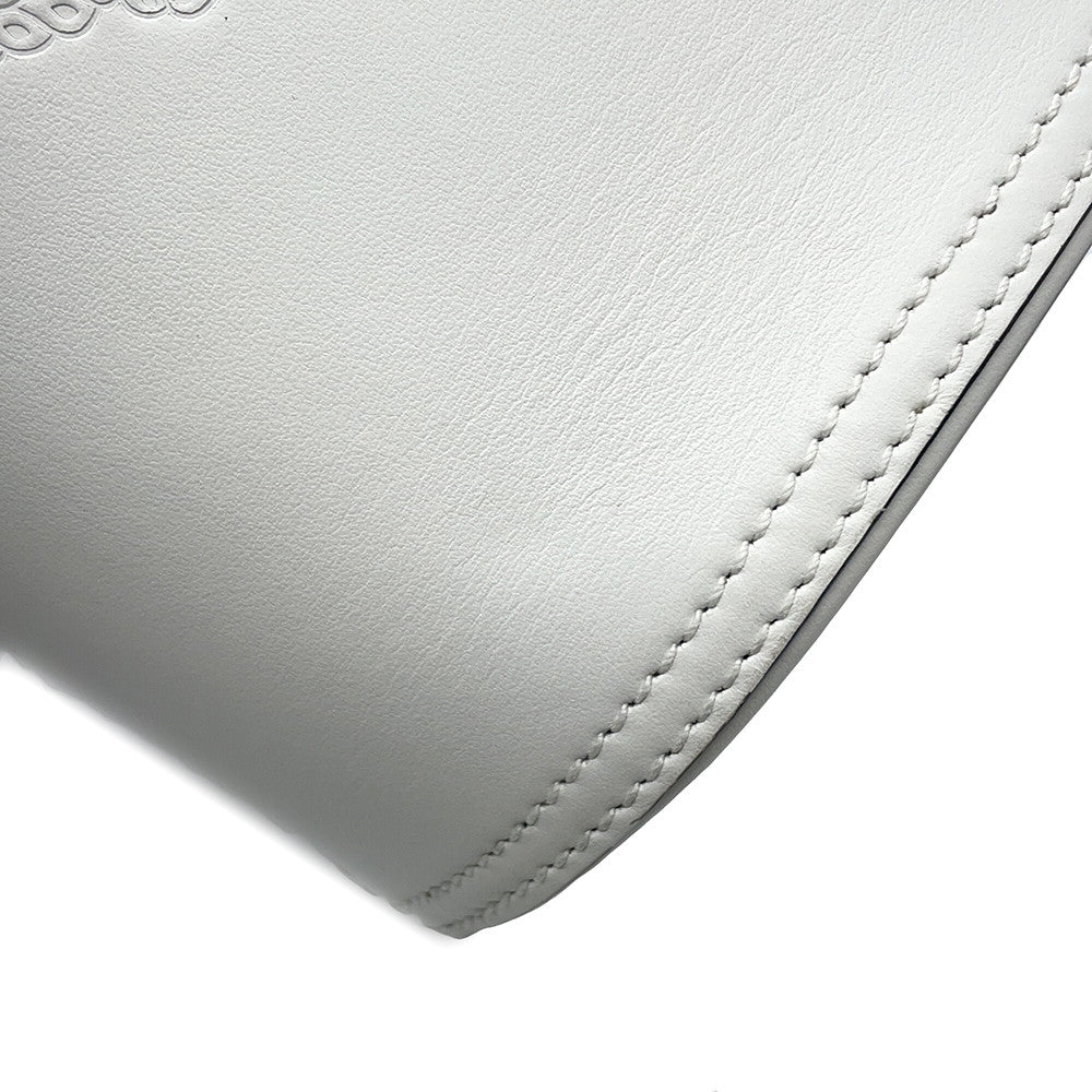 PRADA Tambour 2WAY Bucket Handbag White1BE048 Leather Wood