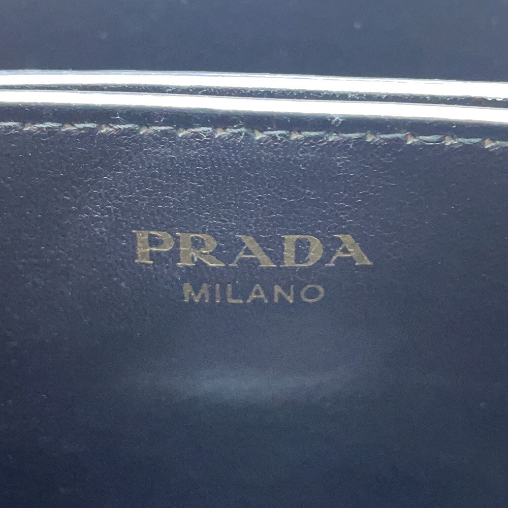 PRADA Tambour 2WAY Bucket Handbag White1BE048 Leather Wood