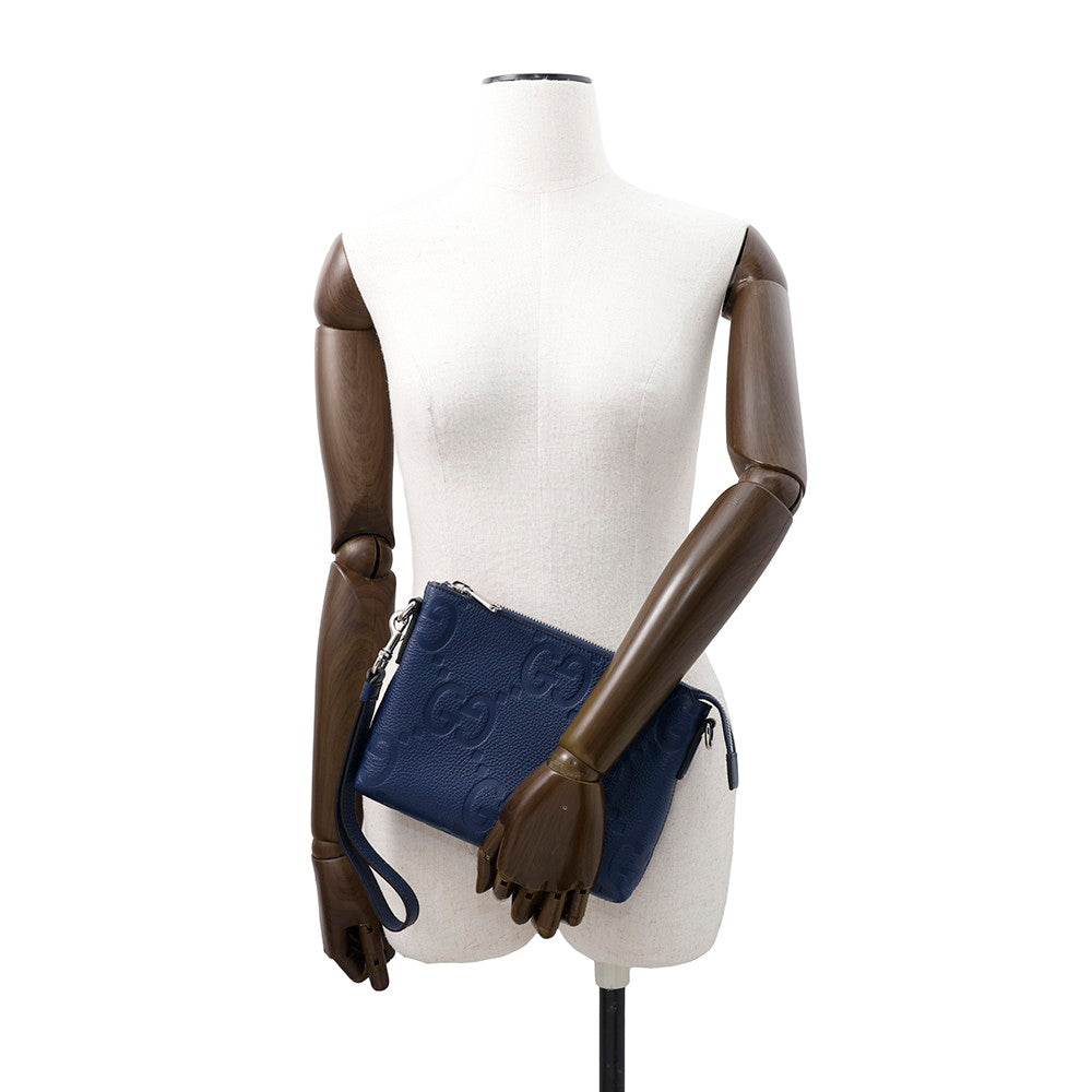 GUCCI Jumbo GG Small Messenger Bag Blue761747 Leather
