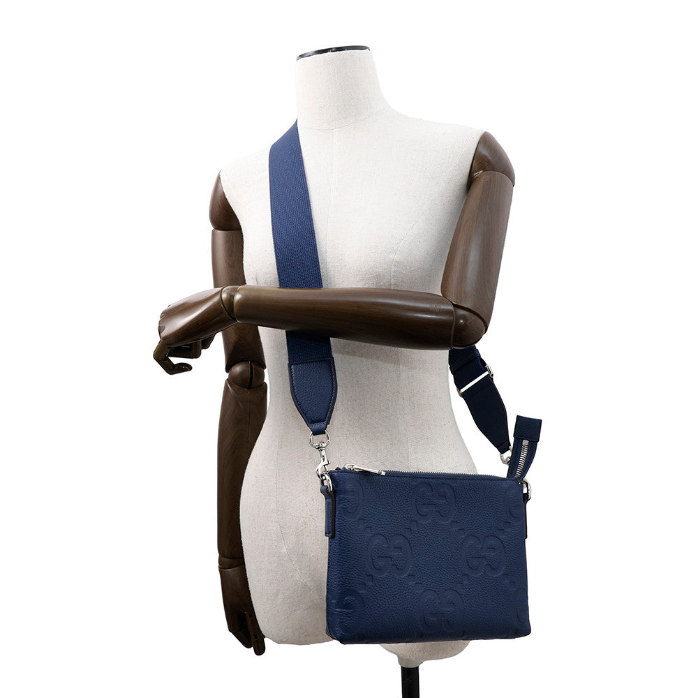 GUCCI Jumbo GG Small Messenger Bag Blue761747 Leather
