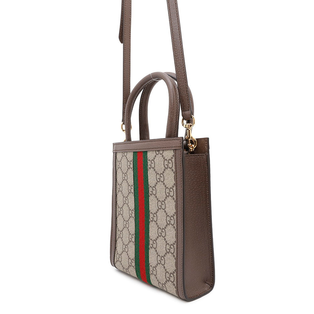 GUCCI GG Supreme Ophidia 2WAYHandbag Brown/Beige772317 GG SupremeCanvas Leather