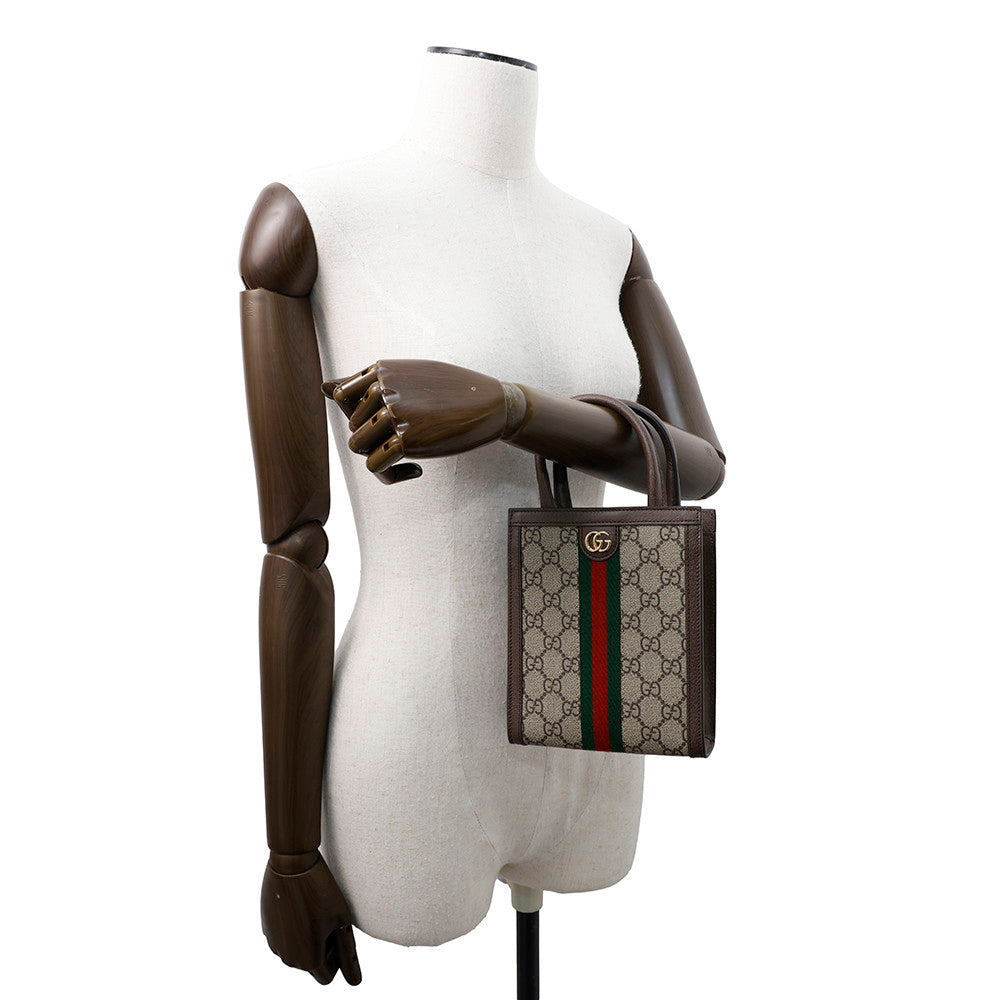 GUCCI GG Supreme Ophidia 2WAYHandbag Brown/Beige772317 GG SupremeCanvas Leather