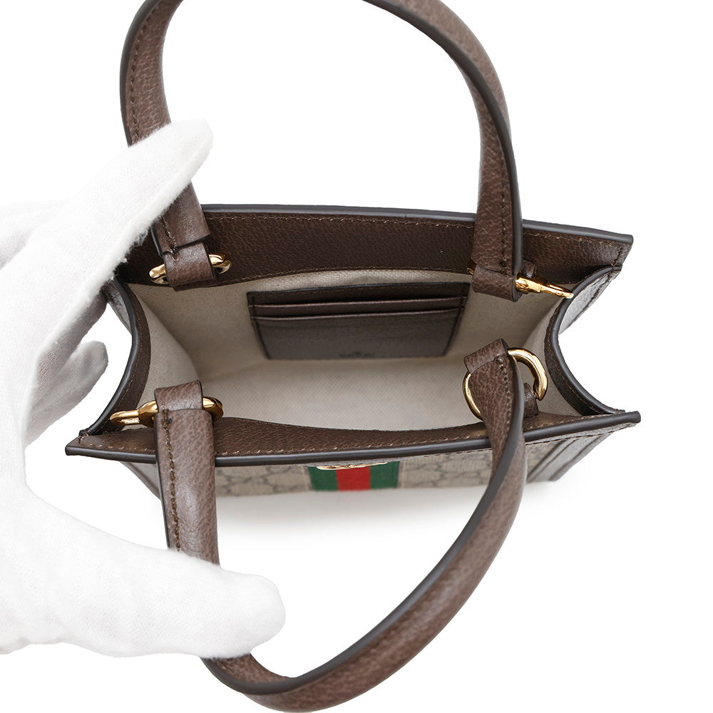 GUCCI GG Supreme Ophidia 2WAYHandbag Brown/Beige772317 GG SupremeCanvas Leather