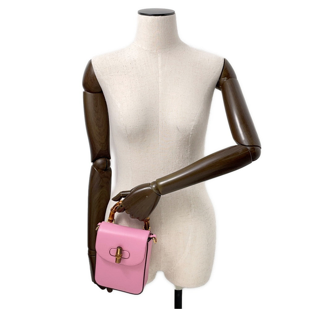 GUCCI Bamboo3WAYShoulder Bag Pink702106 Leather Bamboo