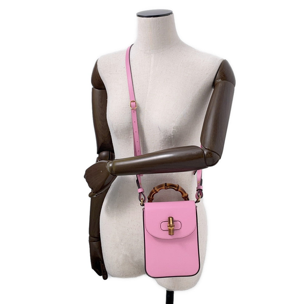 GUCCI Bamboo3WAYShoulder Bag Pink702106 Leather Bamboo