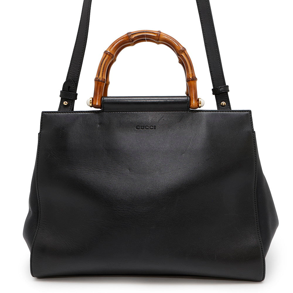 GUCCI Nim Fair Top Handle Bag Black453766 Leather Bamboo