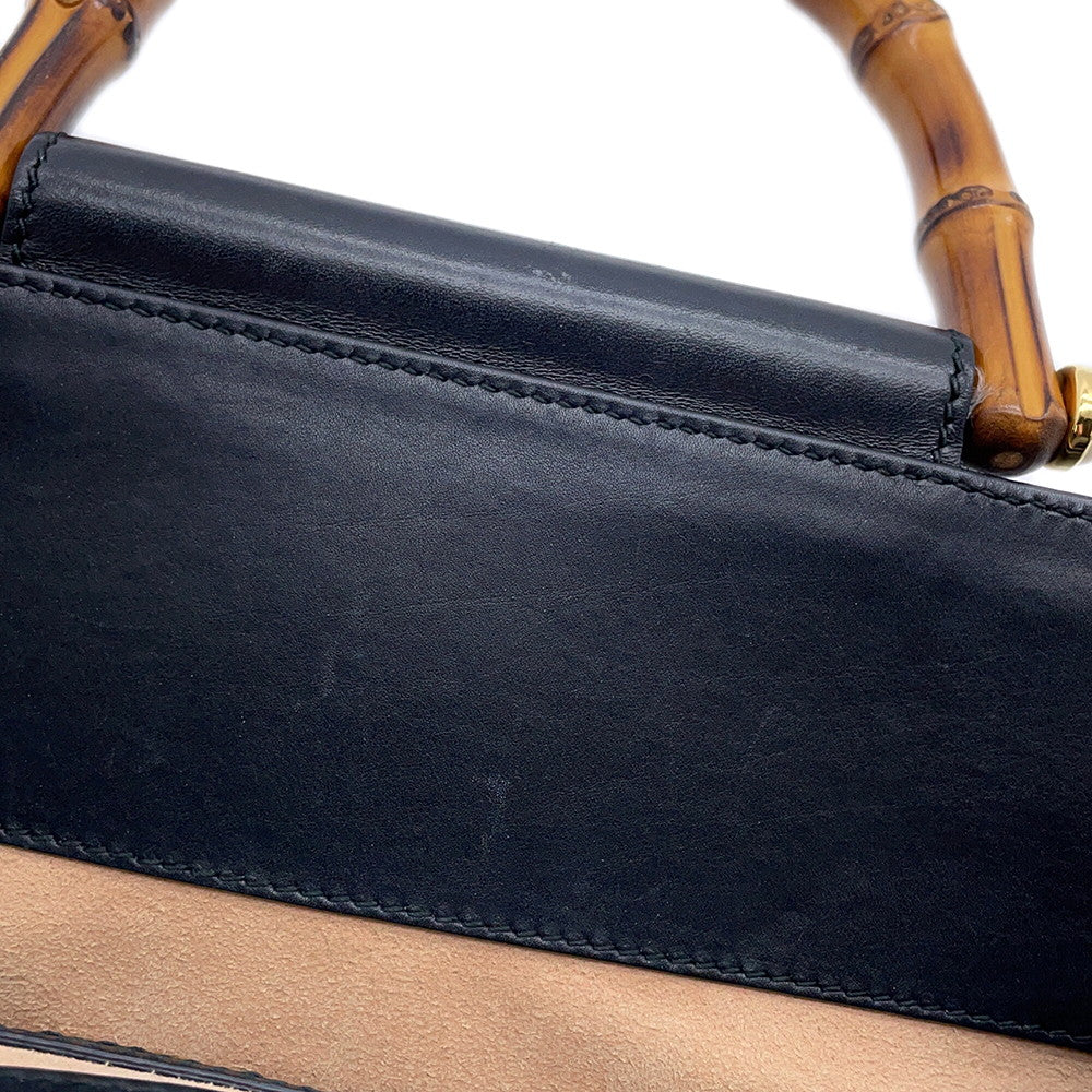 GUCCI Nim Fair Top Handle Bag Black453766 Leather Bamboo