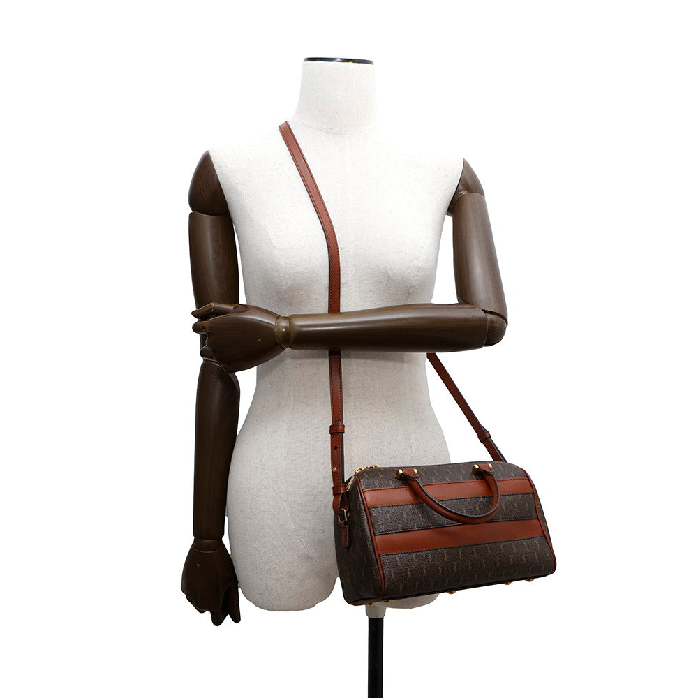 SAINT LAURENT PARIS Baby Duffle 2WAY Handbag Brown533481 PVC Leather