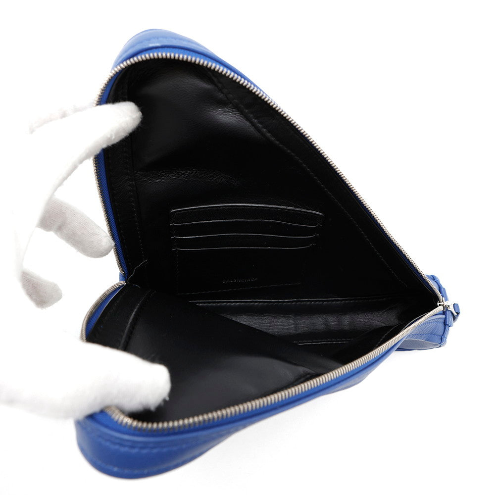BALENCIAGA Triangle Clutch Bag Blue476976 Leather