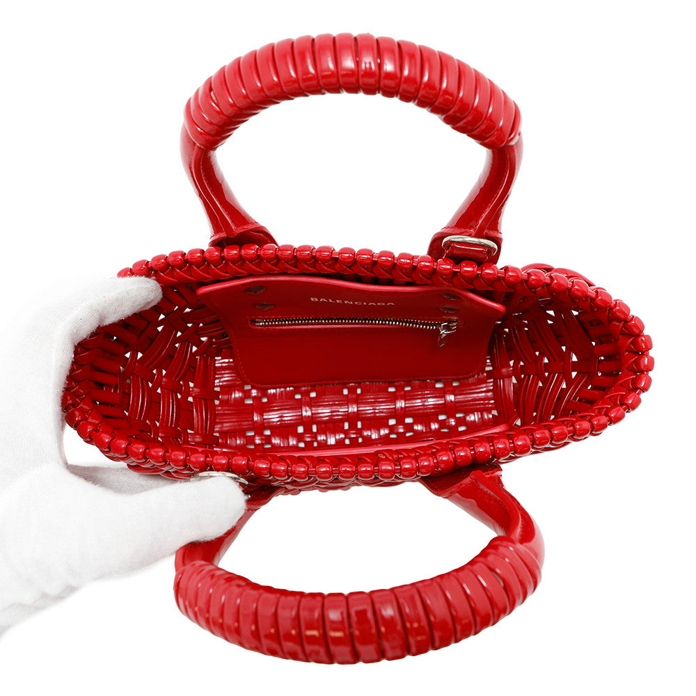 BALENCIAGA Bistro 2WAY Handbag Red678028 Patent Leather Size XXS