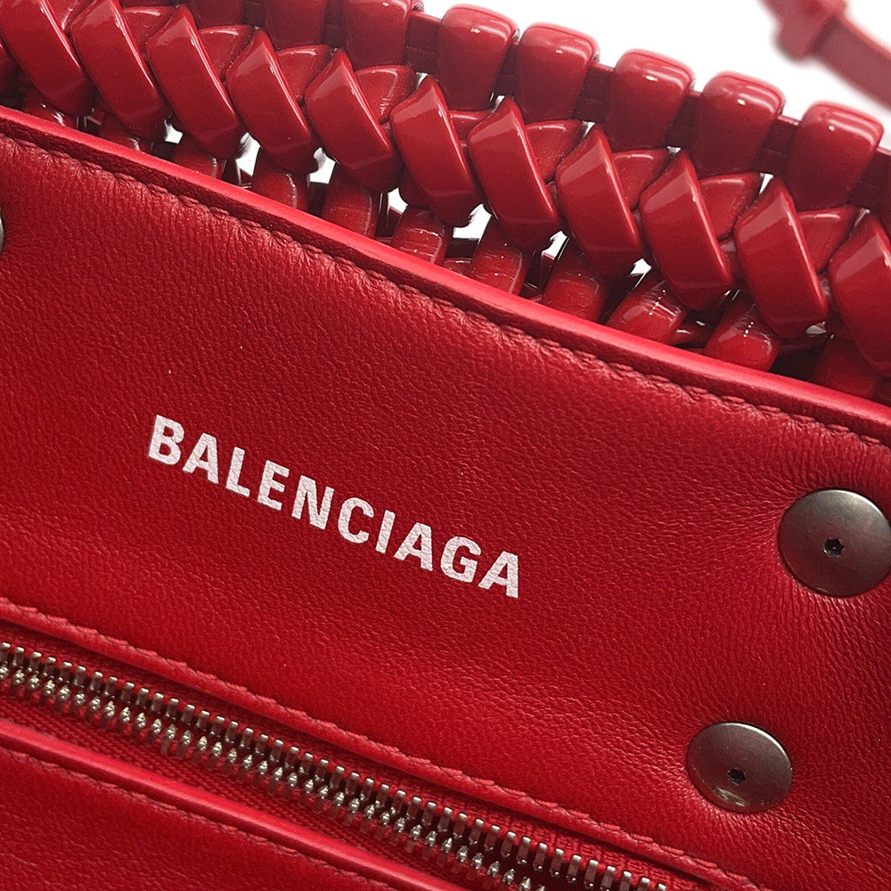 BALENCIAGA Bistro 2WAY Handbag Red678028 Patent Leather Size XXS