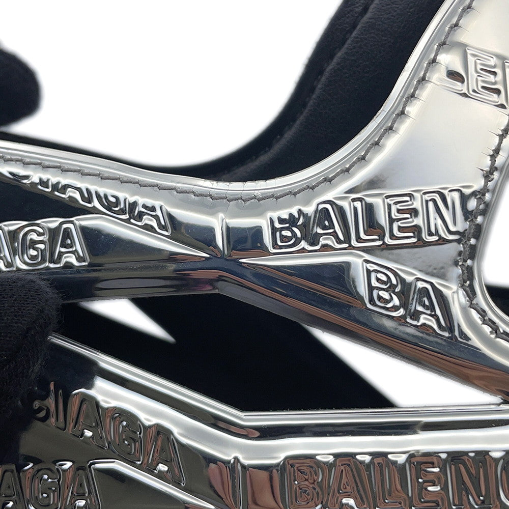 BALENCIAGA Neo Basket 2WAY Handbag Silver630708 Patent Leather