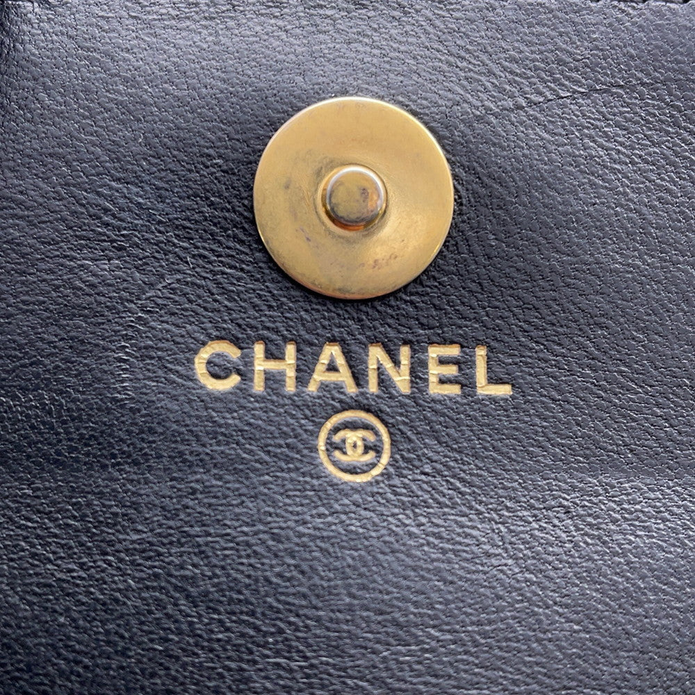 CHANEL Matelasse Ball Chain Mini Pouch Black Lambskin