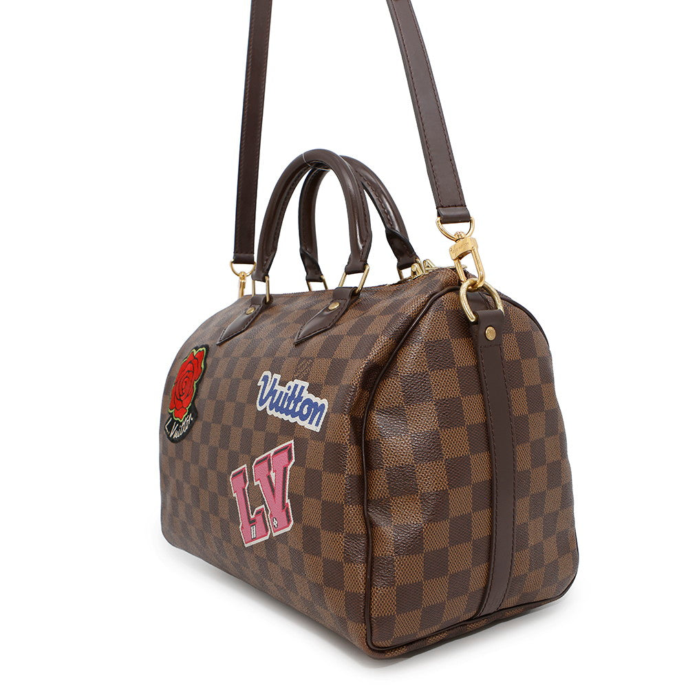 LOUIS VUITTON Speedy Bandouliere RedN40060 Damier Ebene Canvas Size 30