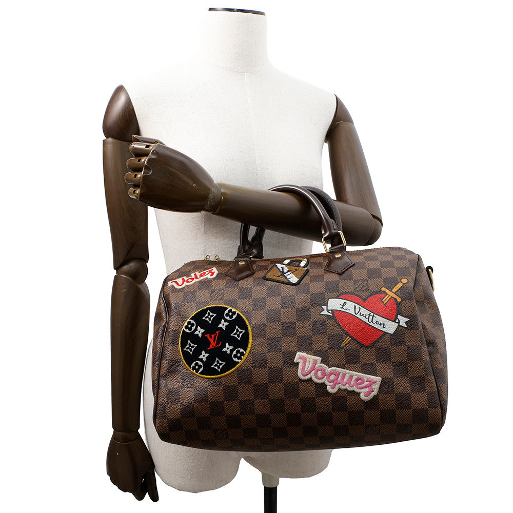 LOUIS VUITTON Speedy Bandouliere RedN40060 Damier Ebene Canvas Size 30