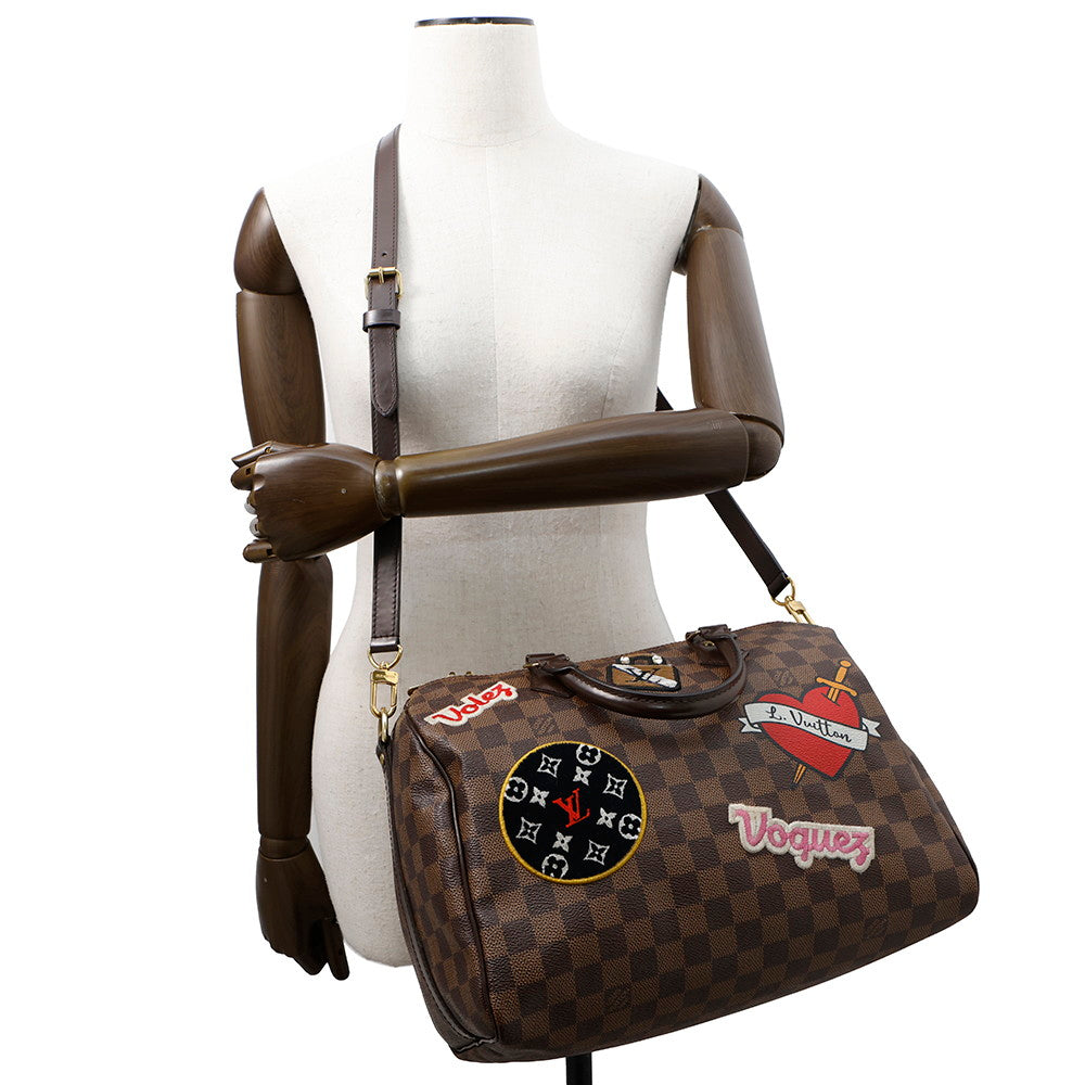 LOUIS VUITTON Speedy Bandouliere RedN40060 Damier Ebene Canvas Size 30