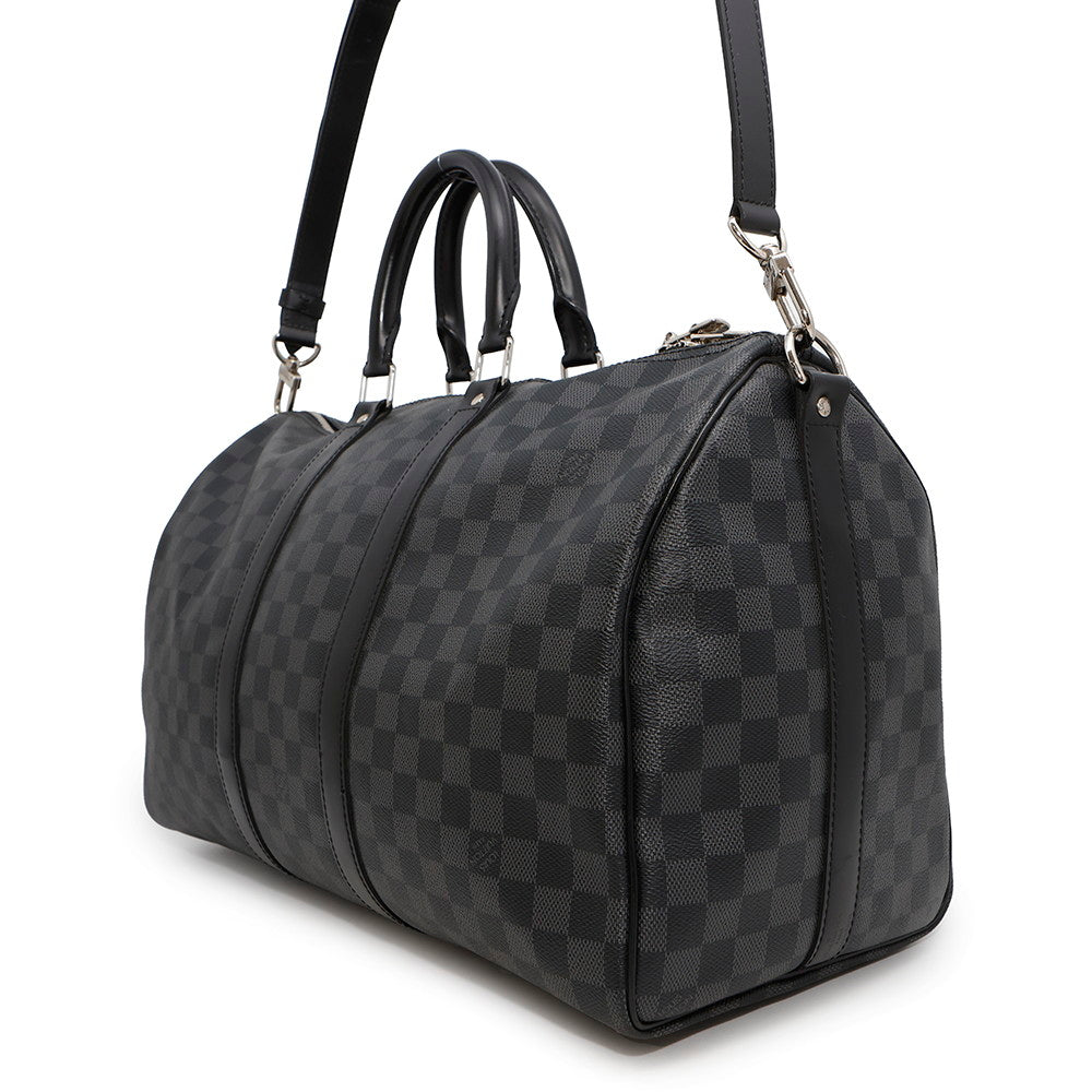LOUIS VUITTON Keepall Bandouliere NoirN41418 Damier Graphite Size 45