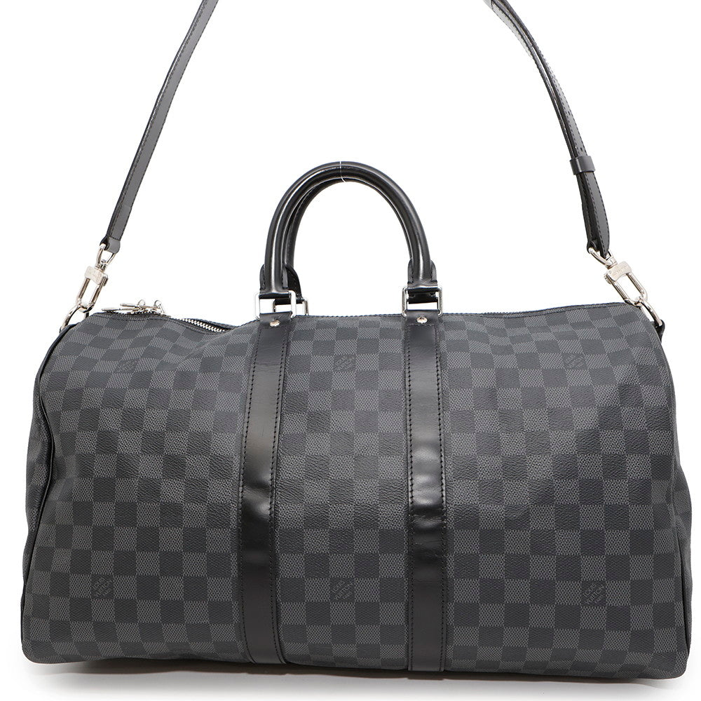 LOUIS VUITTON Keepall Bandouliere NoirN41418 Damier Graphite Size 45