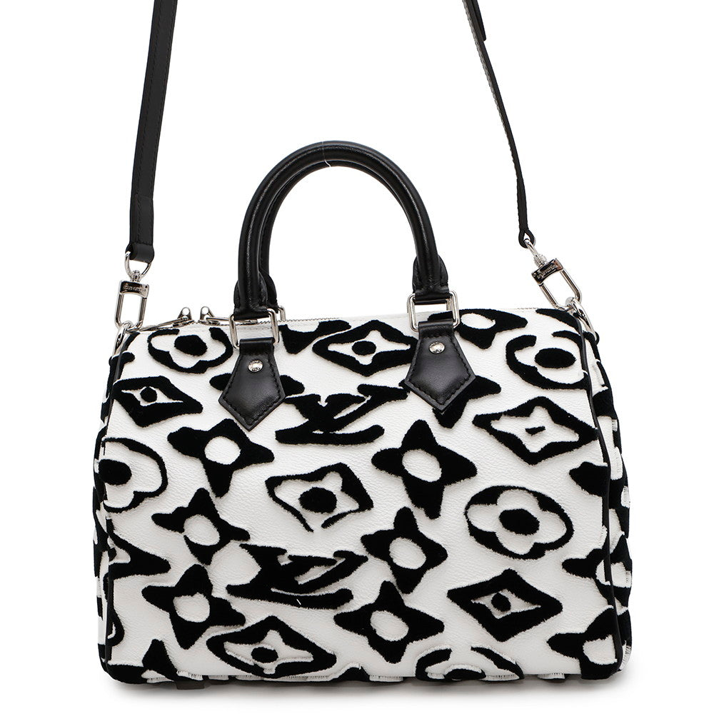 LOUIS VUITTON Speedy Bandouliere White/NoirM45563 Monogram Urs Fischer Size 25