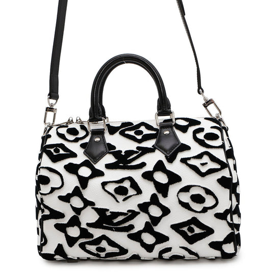 LOUIS VUITTON Speedy Bandouliere White/NoirM45563 Monogram Urs Fischer Size 25
