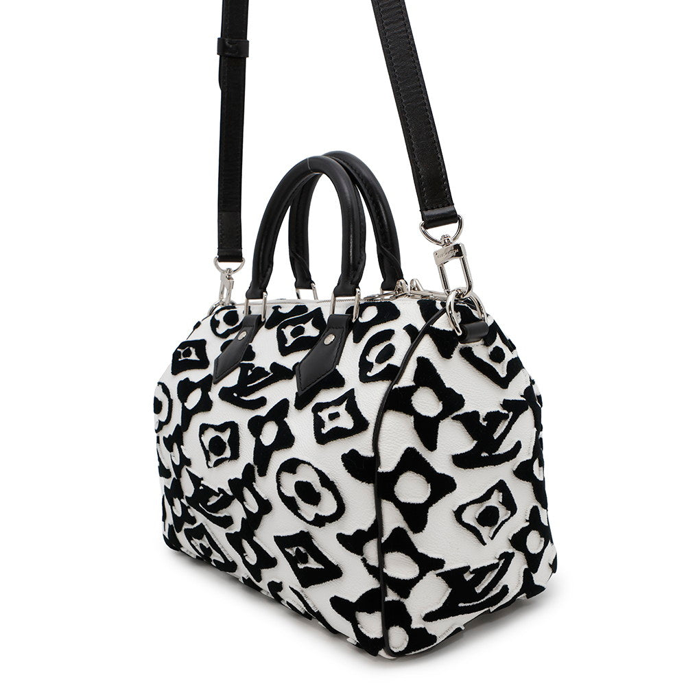 LOUIS VUITTON Speedy Bandouliere White/NoirM45563 Monogram Urs Fischer Size 25