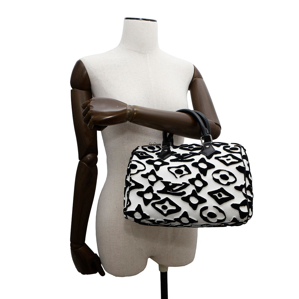 LOUIS VUITTON Speedy Bandouliere White/NoirM45563 Monogram Urs Fischer Size 25