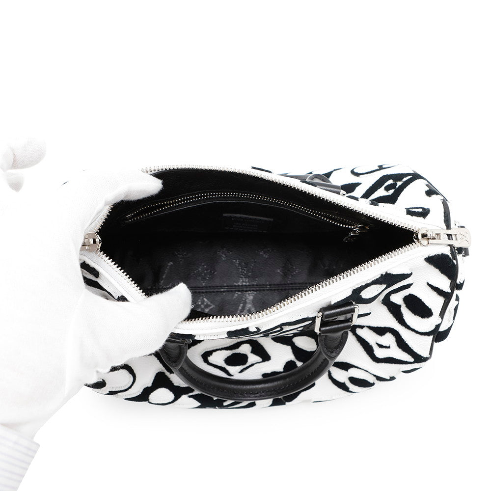 LOUIS VUITTON Speedy Bandouliere White/NoirM45563 Monogram Urs Fischer Size 25