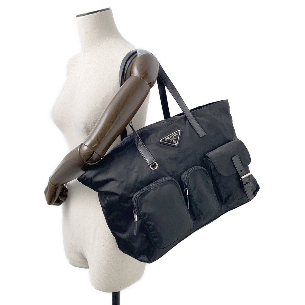 PRADA Handbag Black Nylon Leather