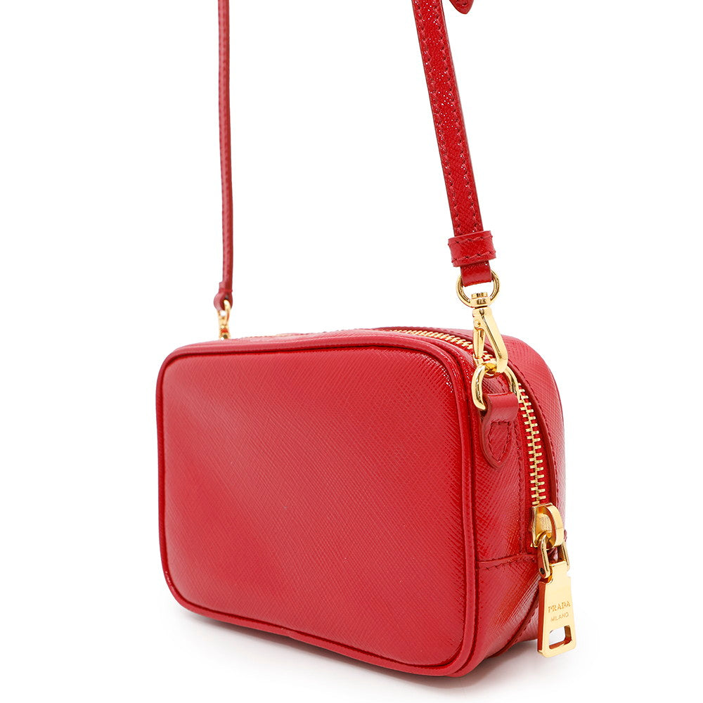 PRADA Camera Shoulder Bag Red Patent Leather